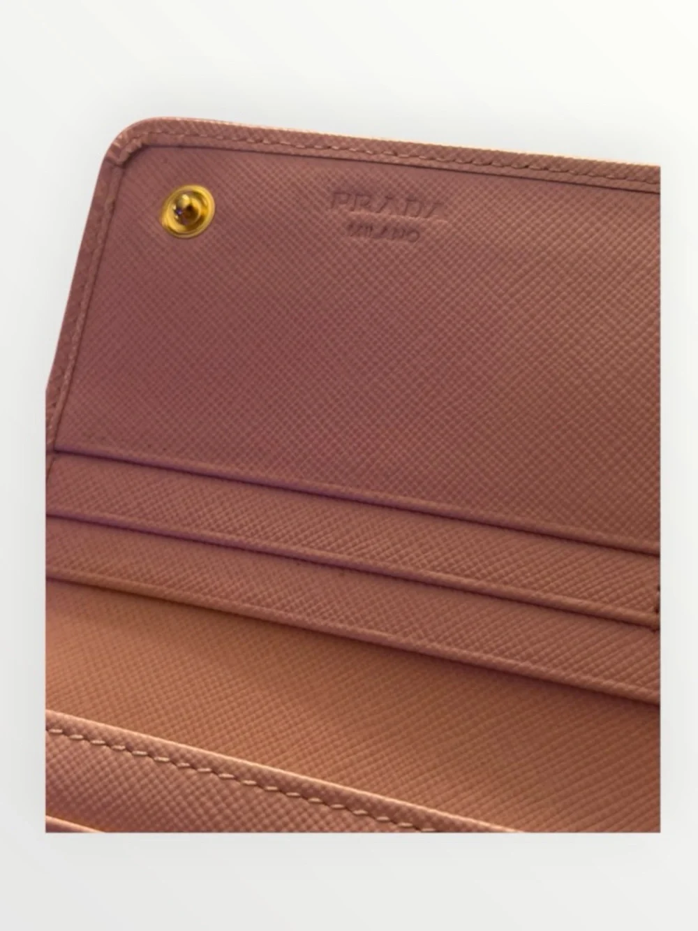Prada Pink Saffiano Leather Long Wallet With COA